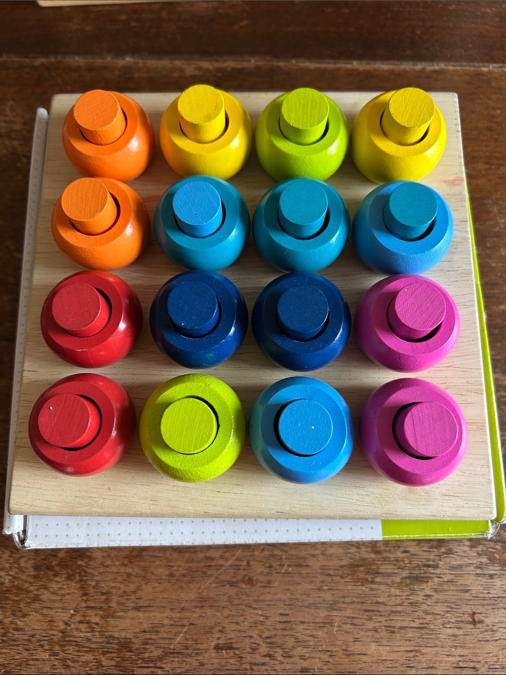 Wooden Color Peg Matching Board - Rainbow Learning Toy